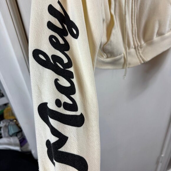 Disney Mickey Mouse Cream Zip-Up Hoodie XS – Retro Graphic Sweatshirt - Picture 5 of 9